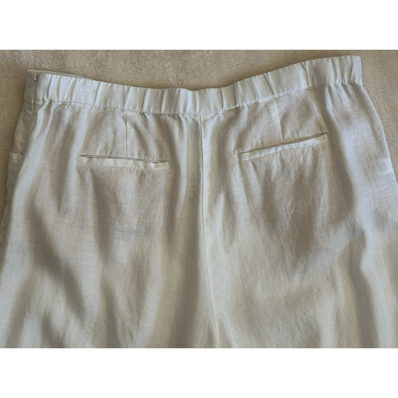 J. Jill LOVE LINEN White 100% Linen Side Zip Wide Leg Crop/Ankle Pant‎ Sz L Tall - Picture 5 of 14